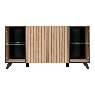 Buffet 4 Portes Design "liam" 160cm Naturel et Noir