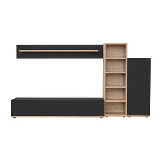 Ensemble Meuble TV Design "skill" 240cm Noir et Naturel