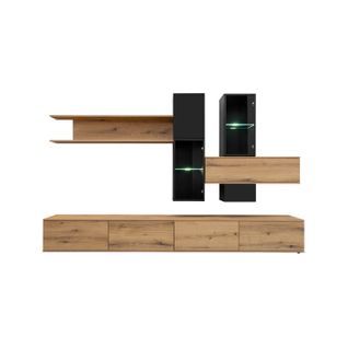 Ensemble Meuble TV Design "cruz" 280cm Noir et Naturel