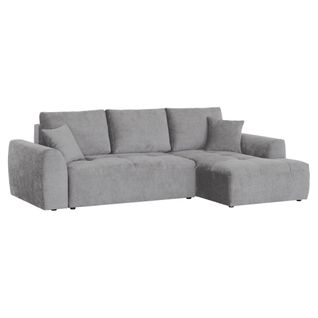 Canapé d'angle méridienne AUBE droit convertible tissu gris