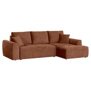 Canapé d'angle méridienne AUBE droit convertible terra cotta