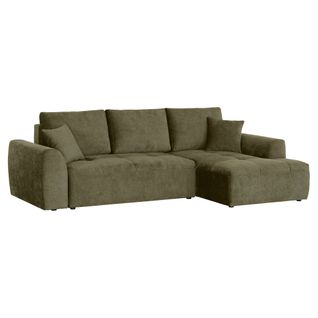 Canapé d'angle méridienne AUBE droit convertible tissu vert