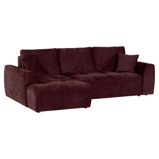 Canapé d'angle méridienne AUBE gauche convertible bordeaux