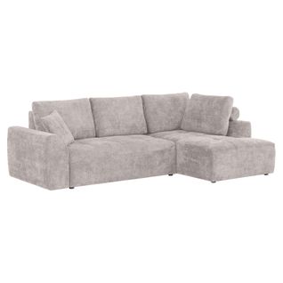 Canapé d'angle droit AUBE convertible tissu beige