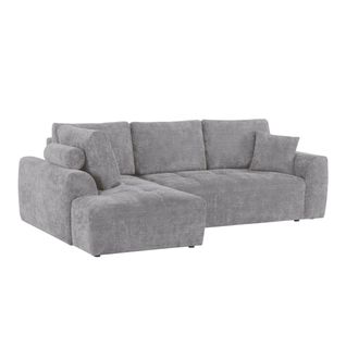 Canapé d'angle gauche AUBE convertible tissu gris