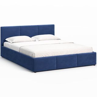 Lit Coffre Nela 140×200 Cm Bleu, Tissu Hlr-64, Avec Sommier Et Rangement