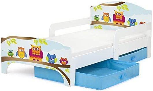 Moderne Lit D'enfant Smart En Bois Avec Un Matelas Hiboux
