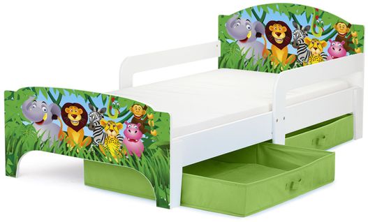 Moderne Lit D'enfant Smart En Bois Avec Un Matelas Jungle