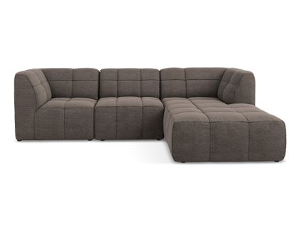 Canapé D'angle 3 Places Modulaire Droit Aloha En Tissu Bouclette Choolat