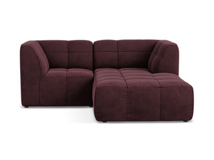 Canapé D'angle 2,5 Places Modulaire Droit Aloha En Velours Bourgogne