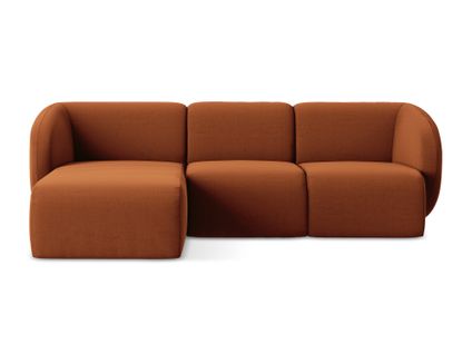 Canapé D'angle 3 Places Modulaire Gauche Lani En Velours Terre Cuite
