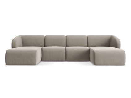 Canapé Panoramique 4 Places Lani En Velours Taupe