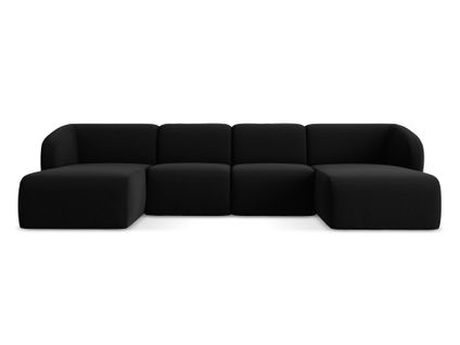 Canapé Panoramique 4 Places Lani En Velours Noir