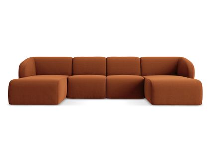 Canapé Panoramique 4 Places Lani En Velours Terre Cuite