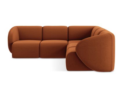 Canapé D'angle 4 Places Modulaire Lani En Velours Terre Cuite