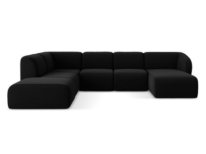 Canapé Panoramique 5 Places Gauche Lani En Velours Noir
