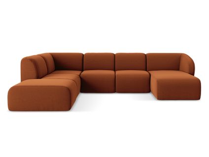 Canapé Panoramique 5 Places Gauche Lani En Velours Terre Cuite