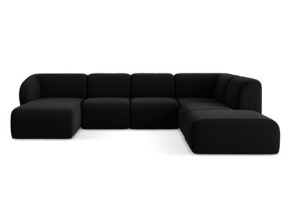 Canapé Panoramique 5 Places Droit Lani En Velours Noir