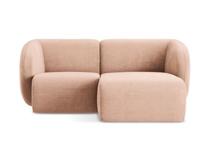 Canapé D'angle 2,5 Places Modulaire Droit Lani En Tissu Chenille Pêche