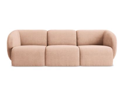 Canapé Modulable 3 Places Lani En Tissu Chenille Pêche