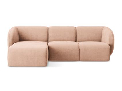 Canapé D'angle 3 Places Modulaire Gauche Lani En Tissu Chenille Pêche