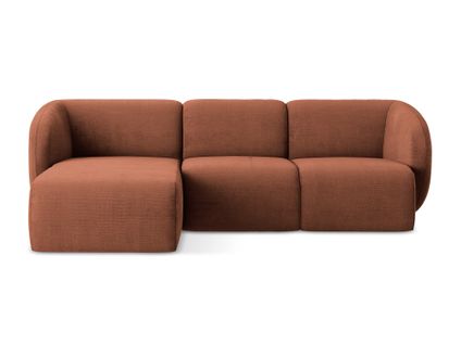 Canapé D'angle 3 Places Modulaire Gauche Lani En Tissu Chenille Terre Cuite