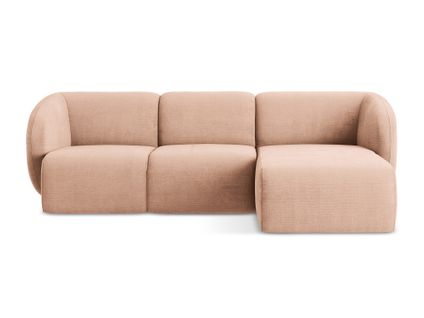 Canapé D'angle 3 Places Modulaire Droit Lani En Tissu Chenille Pêche