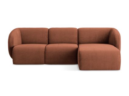 Canapé D'angle 3 Places Modulaire Droit Lani En Tissu Chenille Terre Cuite