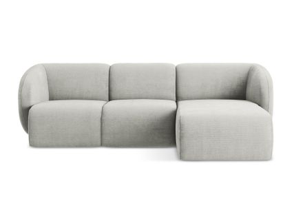 Canapé D'angle 3 Places Modulaire Droit Lani En Tissu Chenille Gris Clair