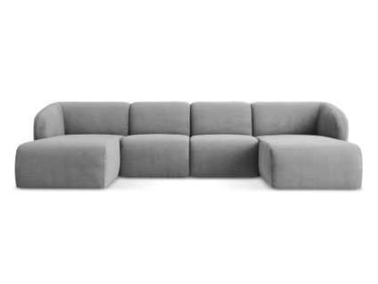 Canapé Panoramique 4 Places Lani En Tissu Chenille Gris