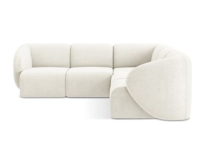 Canapé D'angle 4 Places Modulaire Lani En Tissu Chenille Blanc