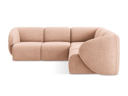 Canapé D'angle 4 Places Modulaire Lani En Tissu Chenille Pêche