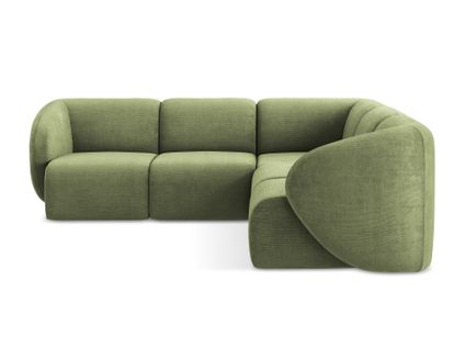 Canapé D'angle 4 Places Modulaire Lani En Tissu Chenille Vert