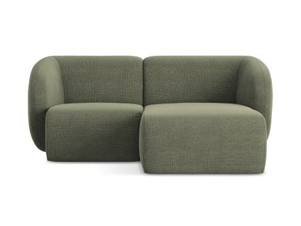 Canapé D'angle 2,5 Places Modulaire Droit Lani En Tissu Bouclette Olive