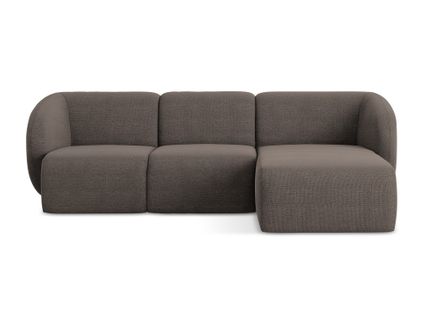 Canapé D'angle 3 Places Modulaire Droit Lani En Tissu Bouclette Choolat