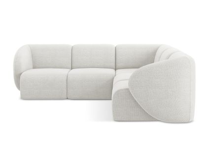 Canapé D'angle 4 Places Modulaire Lani En Tissu Bouclette Blanc