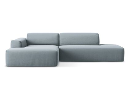 Canapé D'angle 3 Places Modulaire Droit Keli En Velours Bleu Clair