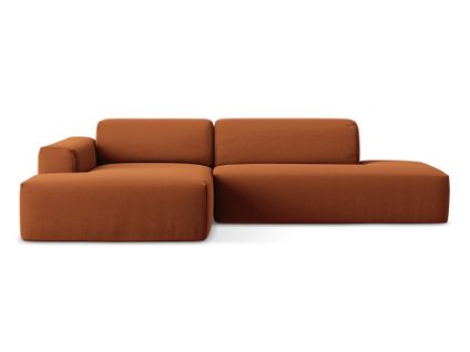 Canapé D'angle 3 Places Modulaire Droit Keli En Velours Terre Cuite