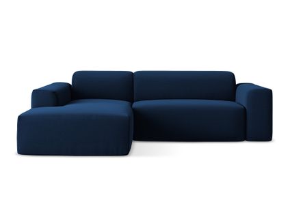 Canapé D'angle 3 Places Modulaire Gauche Keli En Velours Bleu Royal