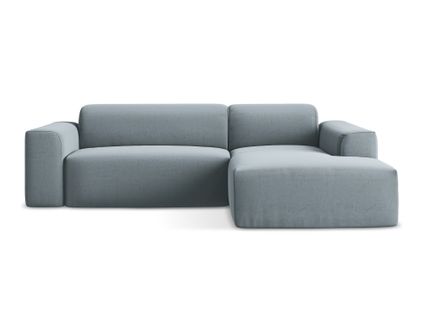 Canapé D'angle 3 Places Modulaire Droit Keli En Velours Bleu Clair