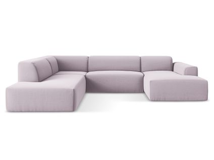 Canapé Panoramique 5 Places Gauche Keli En Velours Lavande