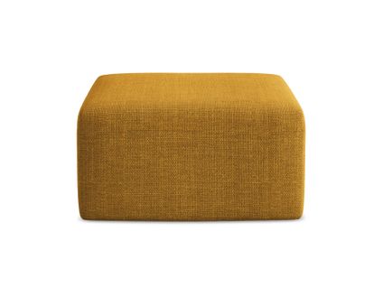 Pouf Keli En Tissu Texturé Moutarde