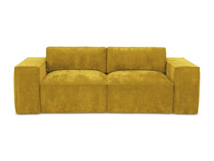 Canapé 2 Places Convertible Hana En Tissu Chenille Moutarde