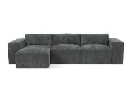 Canapé D’angle 3 Places Gauche Convertible Hana En Tissu Chenille Graphite