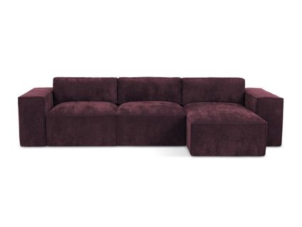 Canapé D'angle Droit Convertible Hana En Tissu Chenille Bordeaux