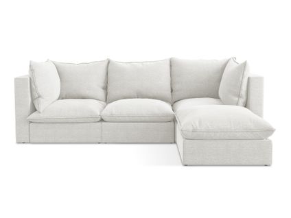 Canapé D'angle 3 Places Modulaire Droit Manao En Tissu Bouclette Blanc