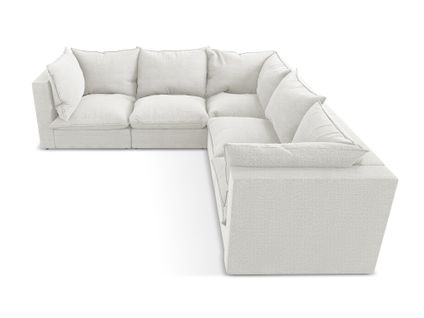 Canapé D'angle 4 Places Modulaire Manao En Tissu Bouclette Blanc