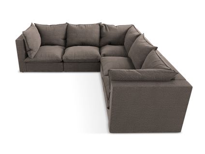 Canapé D'angle 4 Places Modulaire Manao En Tissu Bouclette Chocolat