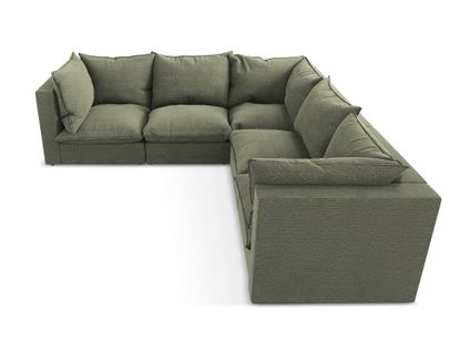 Canapé D'angle 4 Places Modulaire Manao En Tissu Bouclette Olive