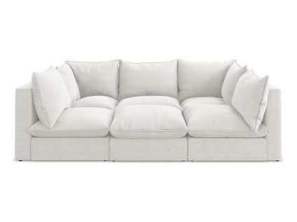 Canapé Modulable 3 Places Manao En Tissu Bouclette Blanc